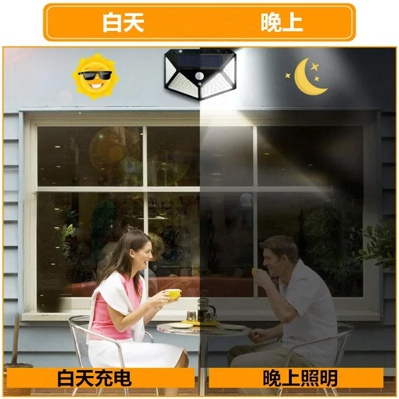 Description Picture 3 of item1/2/4Pcs Outdoor Solar Wall Lights 100 LED Solar Lamp PIR Motion Sensor Solar Powered Sunlight Street Light for Garden Lights