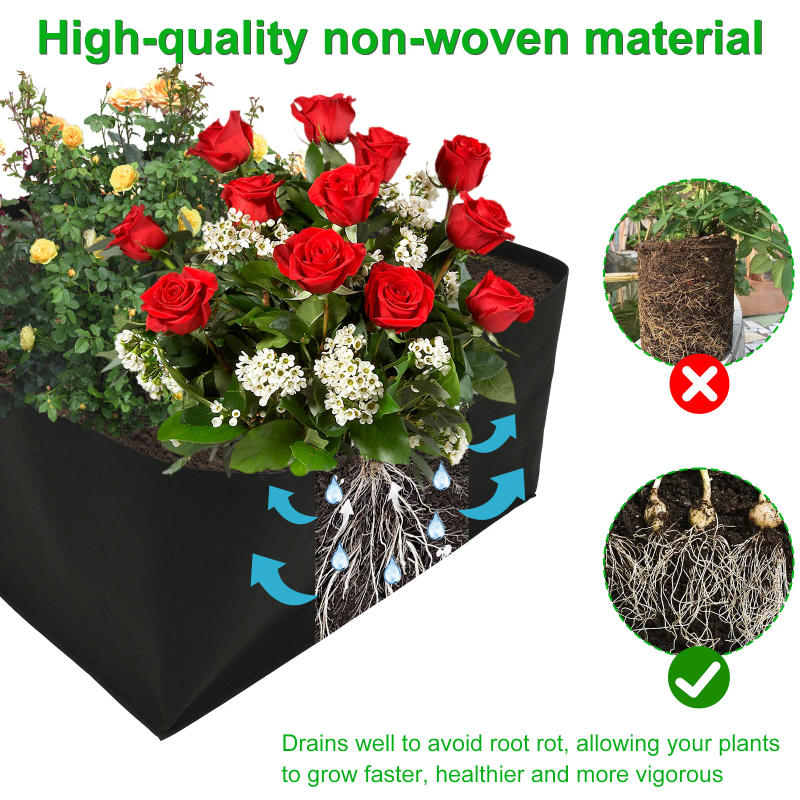 Description Picture 6 of item4/8 Grids Garden Raised Planting Bed Fabric Raised Garden Bed Square Felt Garden Flower Grow Bag Vegetable Planter Pot