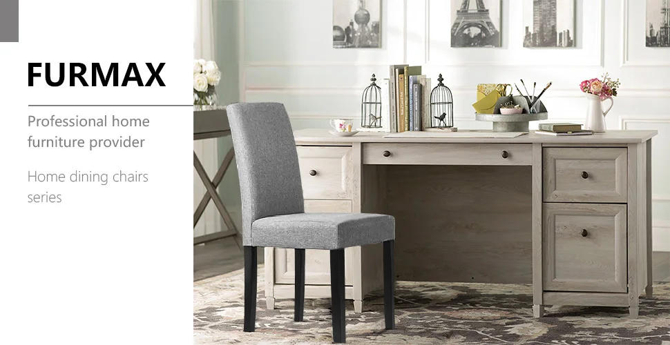 Description Picture 2 of itemFurmax Dining Chairs Urban Style Fabric Parson Chairs Kitchen Living Room Armless Side Chair with Solid Wood Legs Set of 4