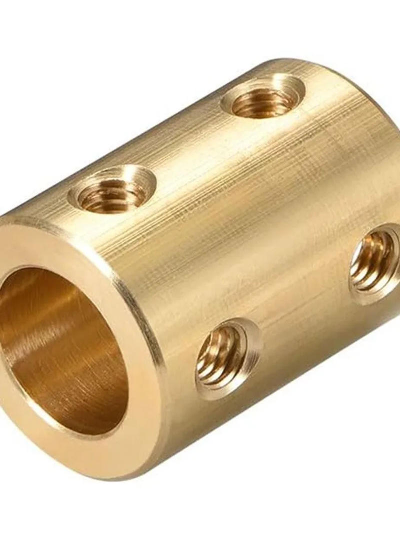 Description Picture 2 of item2Pcs L22XD16 Rigid Coupling Set Screw Copper Yellow Steel Transmission Connector 8mm to 10mm Bore Shaft Coupler Connector