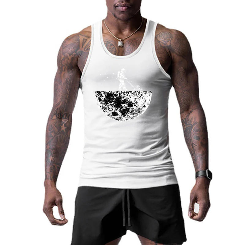 Description Picture 6 of itemNew Brand Summer Quick-drying Men's Gym Sports Tight Slim Fit Running Basketball Round Neck Printed Tank Top