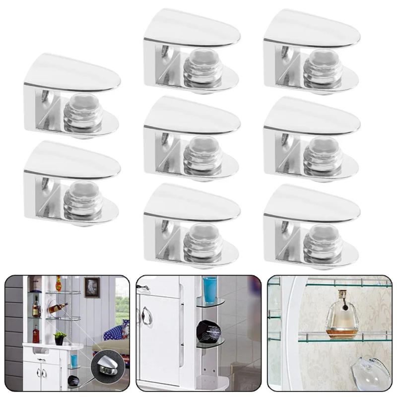Description Picture 3 of item8Pcs Glass Clamp Adjustable Zinc Alloy Glass Clip Wall Mounting Shelf Clamp Holder Flat Back Mount Holder For Staircase Handrail
