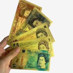 United Kindom Colored Plated Banknotes Queen Elizabeth Ii Gold Banknote Prop Money Gbp Euro Bills Bank Note Colletible Gifts