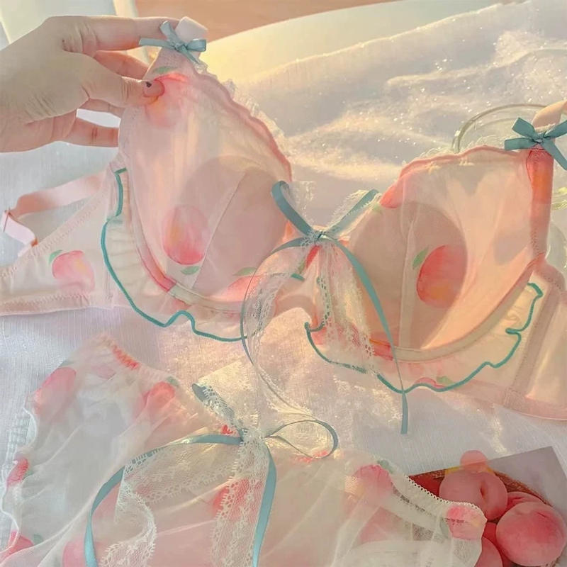 Description Picture 4 of itemMOYISU Pure Desire Day Peach Girl Sweet Pure Desire Wind Bra Rabbit Ears Summer Ultra-thin Big Chest Show Small Underwear Girl