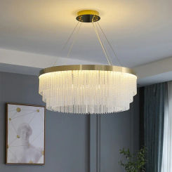 Nordic Led Lamp Living Room Light Luxury High-end Bedroom Lamp Home Restaurant Crystal Chain Lustre Pendant Light Home Appliance