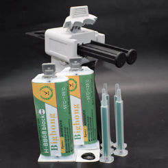 2pcs Epoxy Adhesives Glue 2 Part Resin 1:1 50ml & Manual Epoxy Applicator Dispensing Gun & 5pcs Static Mixing Nozzle 16 Element
