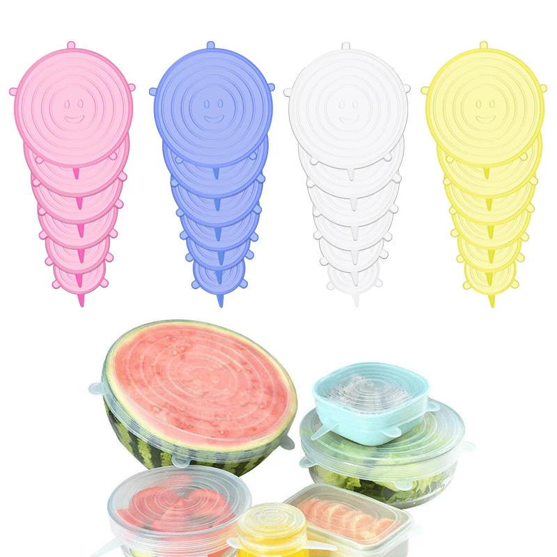 Description Picture 2 of item6PCS Silicone Fresh-keeping Cover Reusable Stretch Canning Lids Refrigerator Microwave Airtight Plastic Wrap Kitchen Accessories