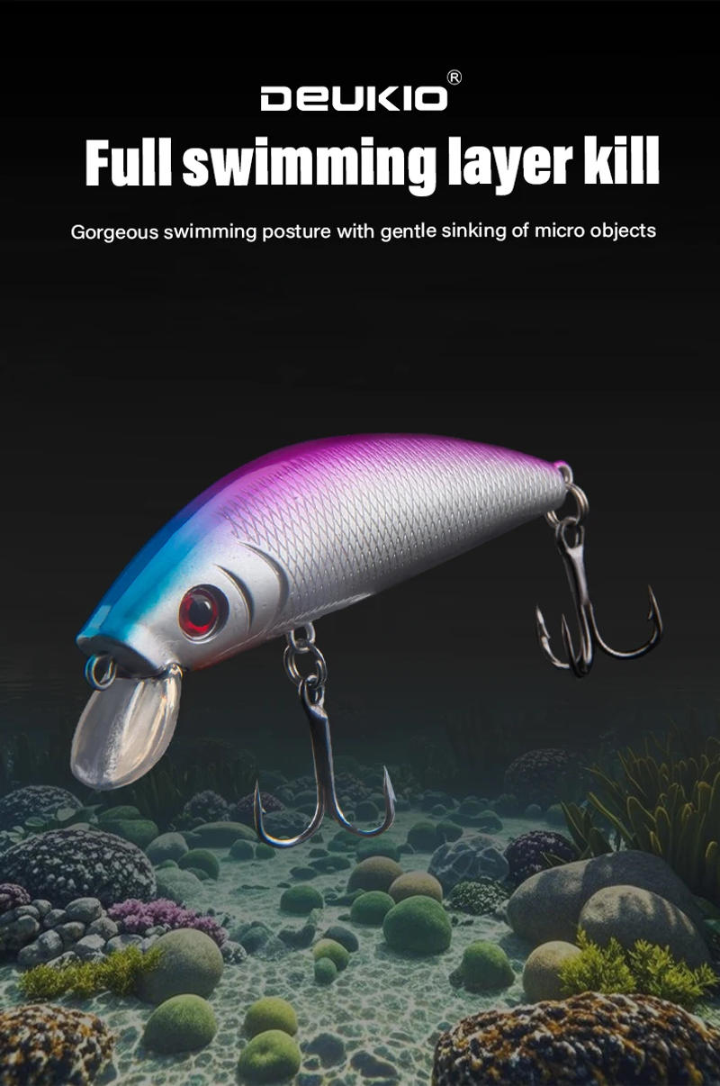 Description Picture 3 of itemDEUKIO 5pcs/Set Fishing Lures Kit Sinking Minnow Iron Plate Trout Artificial Bait Crank Bait Bass Fishing Tackle with Box