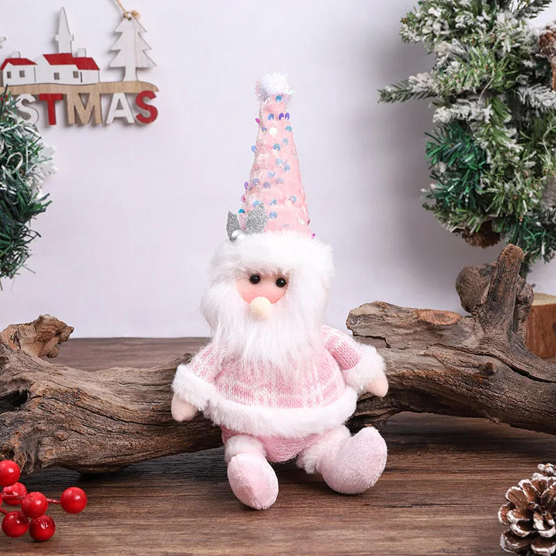 Description Picture 6 of itemNew Christmas Decorations Supplies Pink Old Man Snowman Telescopic Figure Home Decoration Bedroom Display Christmas Ornaments