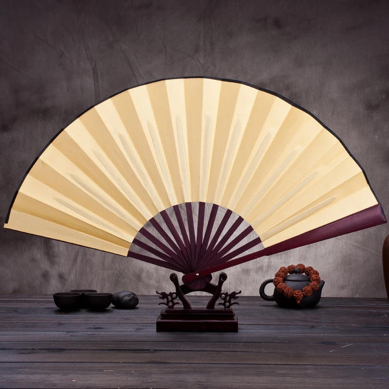 Description Picture 5 of item33cm/13ich Large Silk Fan Chinese Japanese Style Folding Home Decoration Craft Gift Wedding Party Dance Hand Fan Gift Souvenir