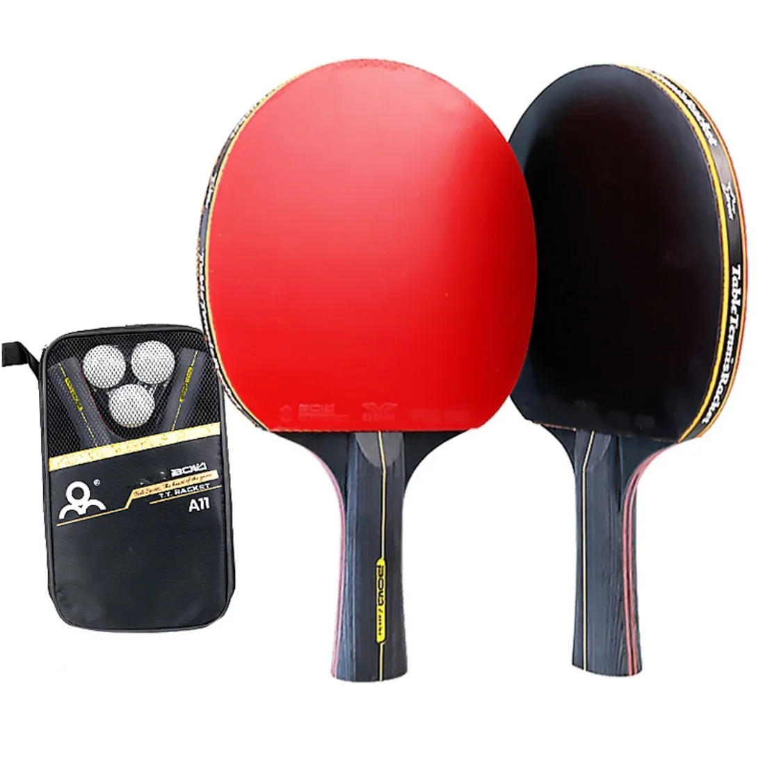 Description Picture 2 of item2PCS Professional 6 Star Ping Pong Racket Set Table Tennis Racket Set Pimples-in Rubber Hight Quality Blade Bat Paddle with Bag