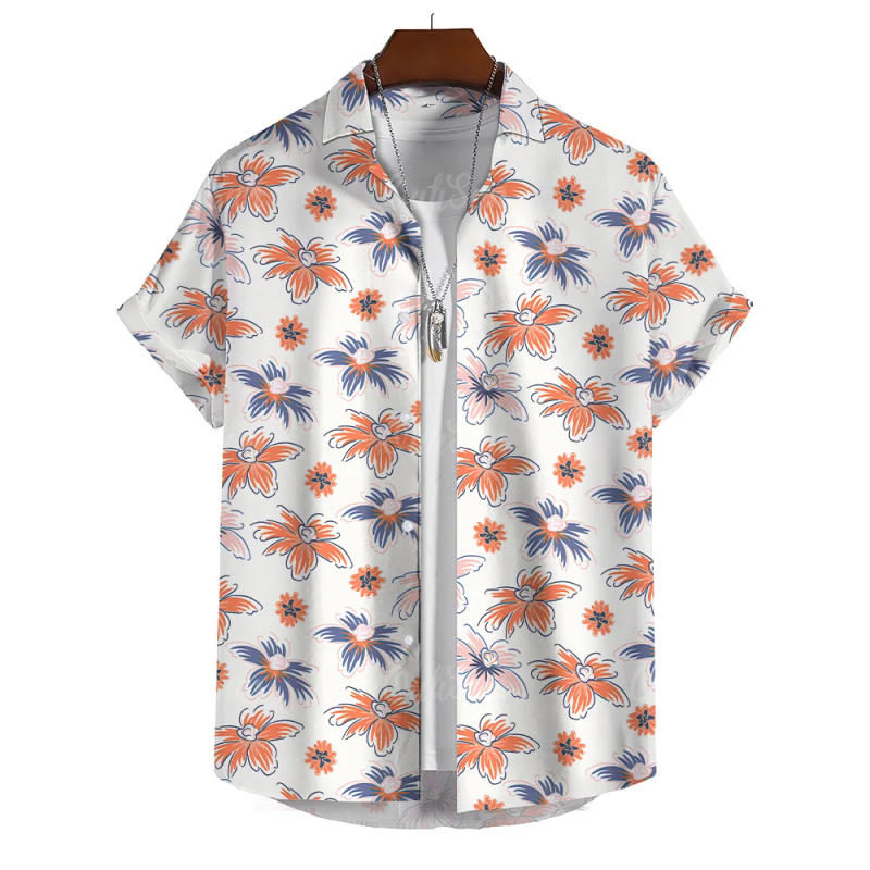 Description Picture 6 of itemMen's Simple Shirt Hawaiian Printed Floral 3D Shirts for Men Casual Shirts Short Sleeves Loose Oversize Clothing Men's Top