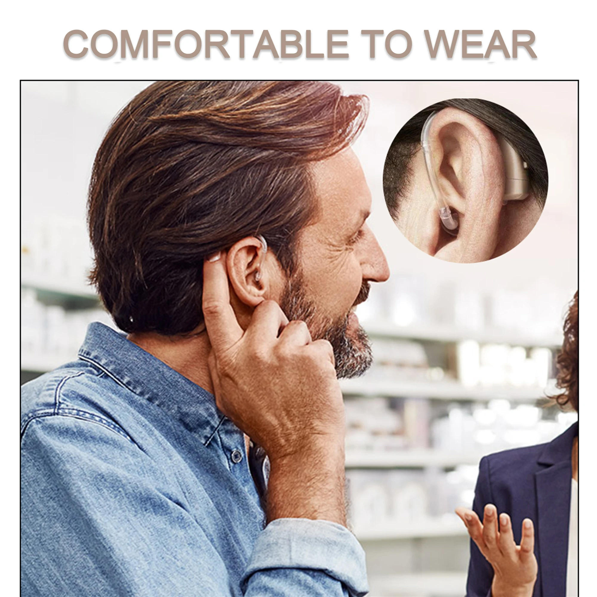 Description Picture 3 of item2024 Best Digital Hearing Aids BTE Adjustable Tone Sound Amplifier Portable Deaf Elderly digital Hearing Aid