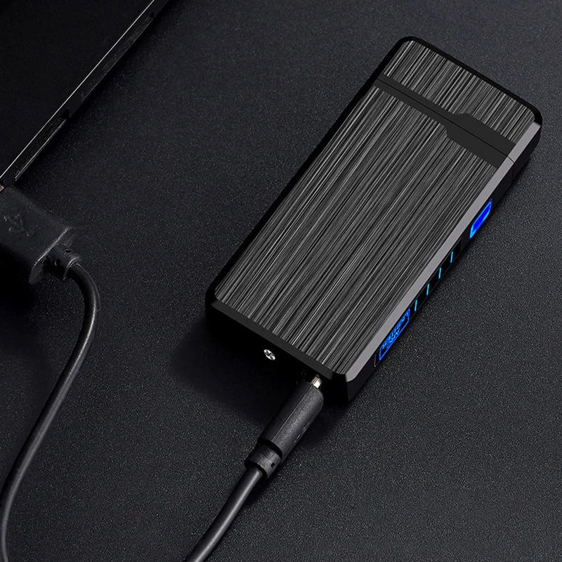 Description Picture 5 of itemMetal Outdoor Electric Windproof Double Arc Lighter USB Rechargeable Plasma Flameless Touch Induction Power Display Lighter