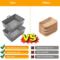 2Pcs Silicone Basket Mold Air Fryer Oven Baking Tray Pizza Fried Chicken Basket Compatible for AF300UK AF400UK Air Dropship