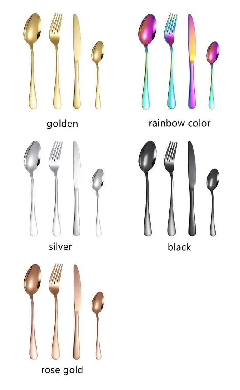 Description Picture 6 of item24PCS Gift-Pack Cutlery Tableware Set Black Golden Spoon Fork Dinnerware Kitchen Gadget Sets Stainless Steel Portable Utensils
