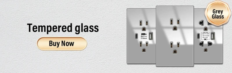 Description Picture 3 of itemDELEFU Grey Flame retardant PC panel Mexico Standard Type C America Outlet Plug 118*72mm Wall Socket Light Switch Fast Charge