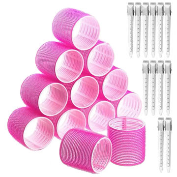 1 Set Self Grip Hair Roller Kit with Duckbill Clips No Damage DIY Hairdressing Tool Heat-less Bang Hair Rolling Hair Accessories
