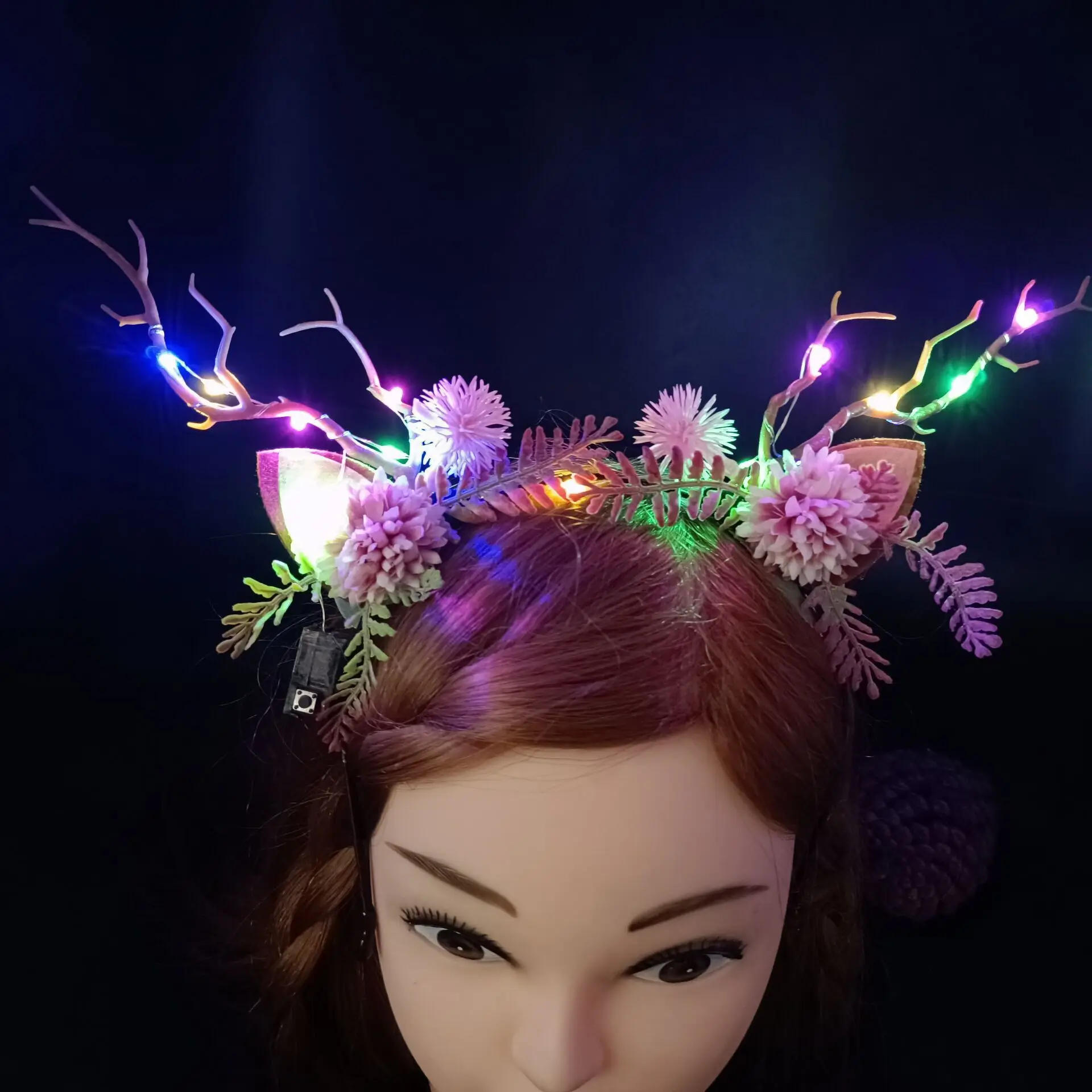 Description Picture 4 of itemElk Pulp Antlers Headwear, Christmas Headband, LED Light Headdress, Hair Band, Party Performance Props, Hair Accessories