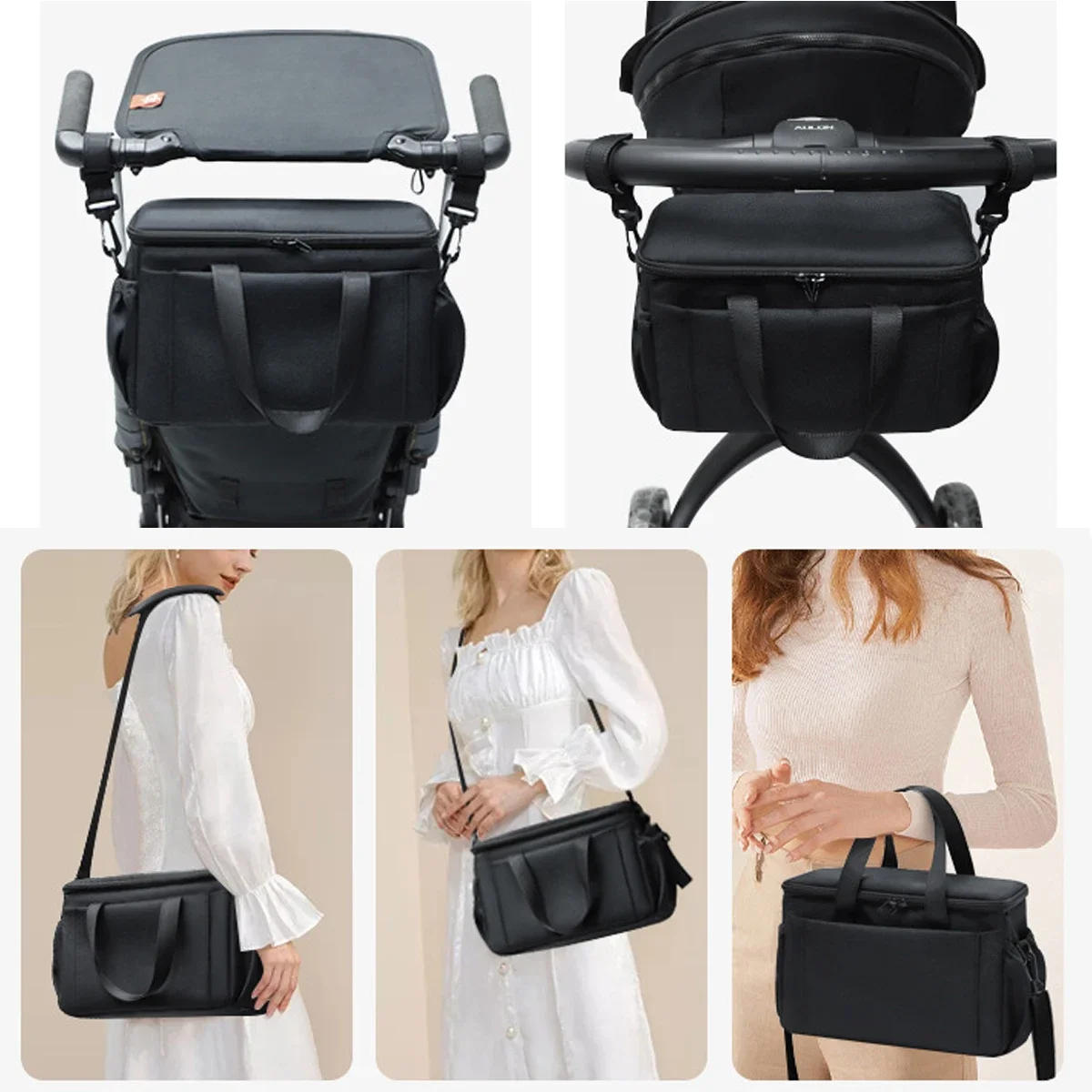 Description Picture 5 of itemStroller Organizer Bags Mummy Large Capacity Travel Hanging Bag Bottle Holder Pram Diaper Bags Baby Stroller Accessories