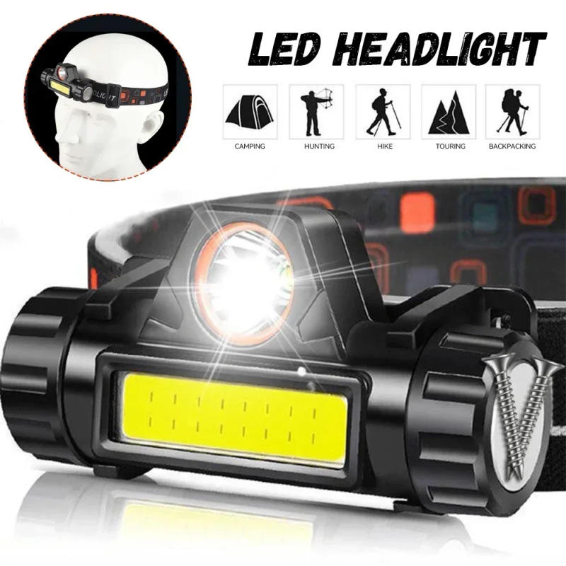 Description Picture 2 of itemQ5 COB LED Headlamp Powerful 6000LM Waterproof Headlight USB Rechargeable use 18650 Head Torch Camping Fishing Lantern