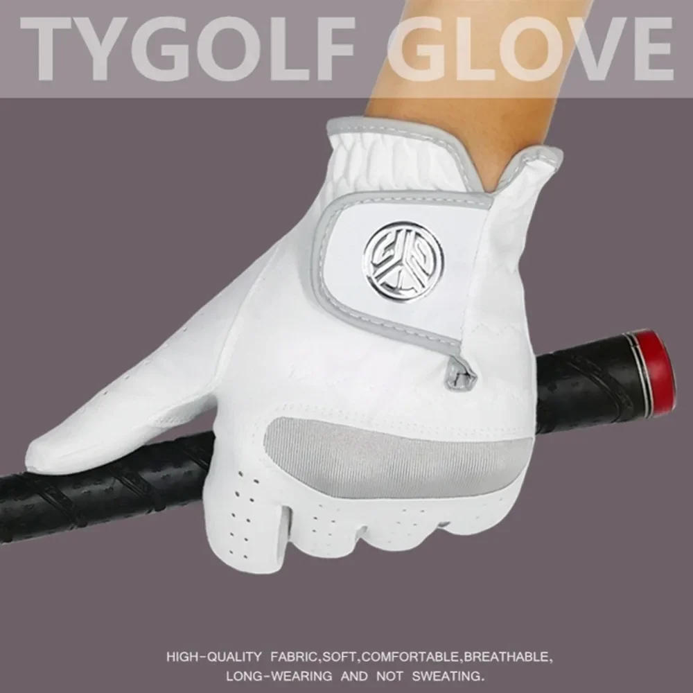 Description Picture 6 of item1 Pcs Men's Left Hand Golf Glove Right Hand Micro Soft Fiber Breathable Mens Golf Gloves White Color