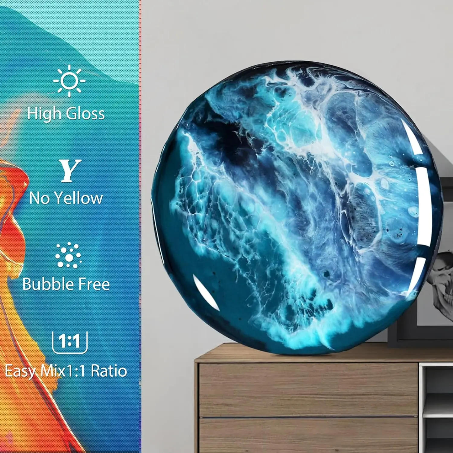 Description Picture 5 of itemEpoxy Resin- Crystal Clear Epoxy Resin Kit - No Yellowing Self-Leveling Fast Curing Casting Resin for Art Crafts, Jewelry