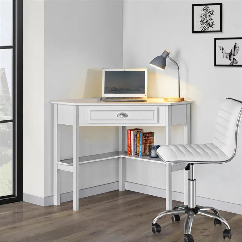 Description Picture 5 of itemEasyfashion Corner Writing Desk with Storage Drawer, White,41.70 x 28.00 x 30.00 Inches