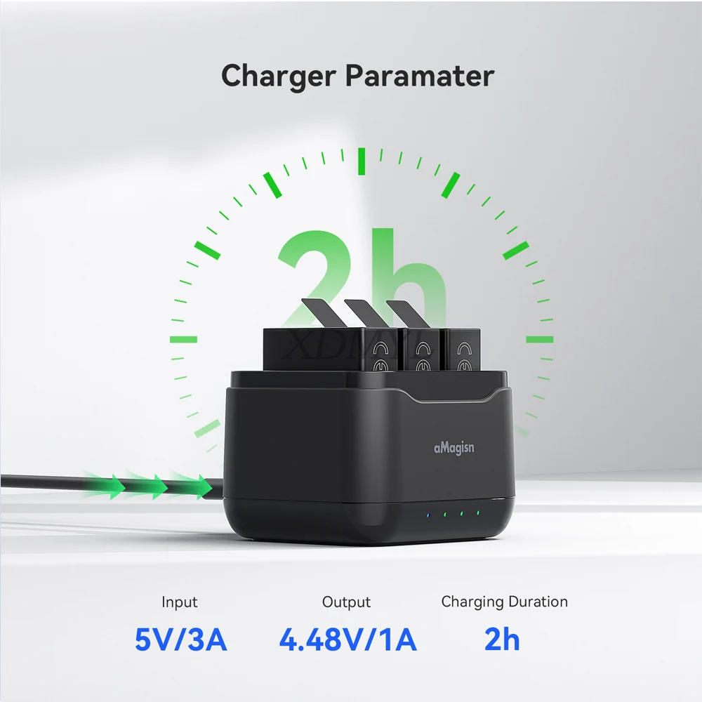 Description Picture 4 of item3-ways Charging Stand Battery Fast Charger Hub Charging Dock For GoPro Hero 13 Battery Charging Stand Sports Camera Accessories