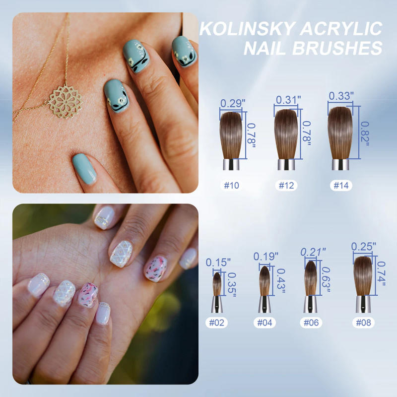 Description Picture 6 of itemKEMEISI 100% Pure Kolinsky Nail Art Brushes Sturdy Handle Oval Shaped Acrylic Powder Nail Design Tools for Professional Manicure