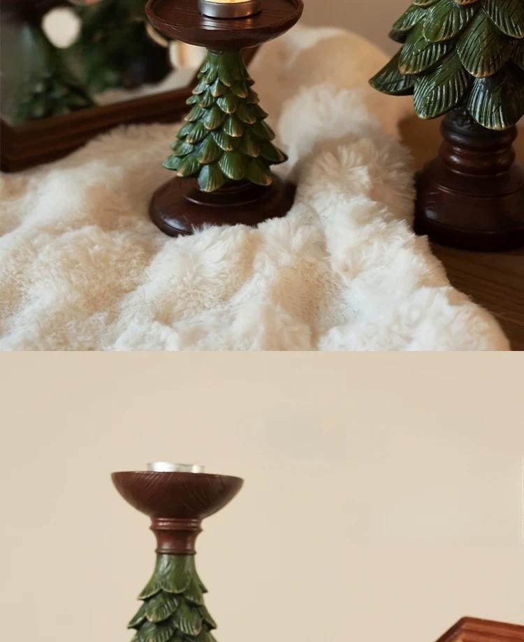 Description Picture 5 of itemVintage Christmas Tree Candle Holder Resin Xmas Candlestick for Home Living Room Table New Year Party Decoration