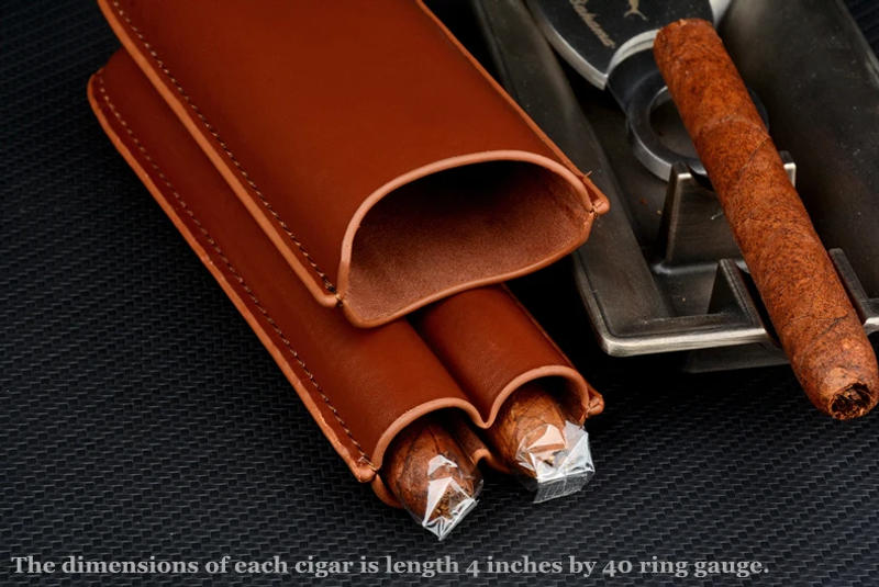 Description Picture 5 of itemPortable Cigar Case for Man-made Leather Cigar Holder, 2 Tube, Mini Box, Humidor, Smoking Accessory, 52 Ring