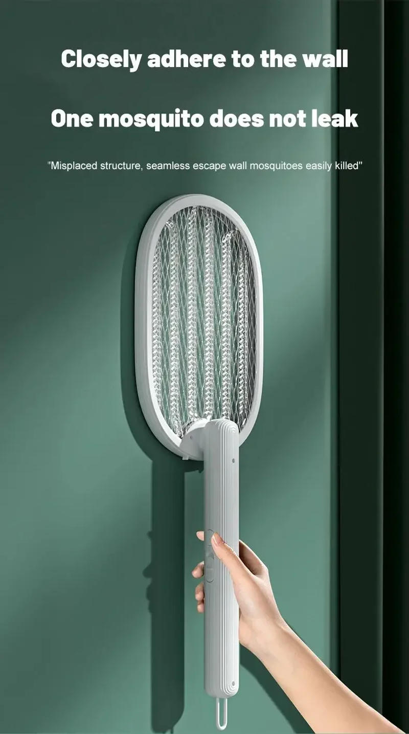 Description Picture 4 of item1pc New Mosquito Killer Lamp USB Rechargeable Electric Foldable Mosquito Killer Racket Fly Swatter 3000V Repellent Lamp