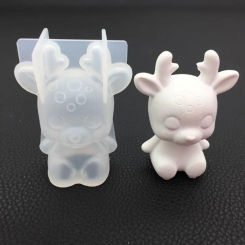 DIY Mold 3D Sika Deer Silicone Mold For Creative Christmas Candle Soap Making Animal Clay Cake Decorative Tools Christmas Mold