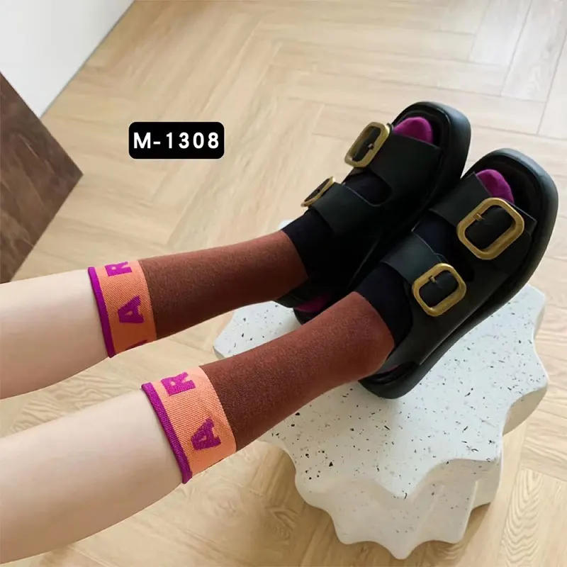Description Picture 4 of itemNew Colorblocking Socks Alphabet Print Sports Fashion Socks Pure Cotton Comfortable Soft Thin Breathable Casual