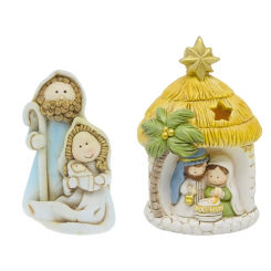Nativity Scene Figures Resin Statue Holy Family Crafts Artwork Religious for TV Shelf Fireplaces Christmas Decoration