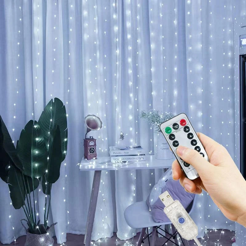 Description Picture 5 of itemLED Curtain Lights Warm Fairy String Lights Festival Lighting Rainbow Window Lamp Home Bedroom Wedding Christmas Decoration