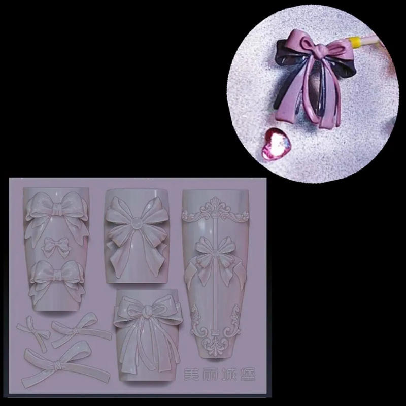 Description Picture 2 of item1Pc Castle Carousel Bow 3D Acrylic Mold Nail Art Decorations DIY Design Silicone Decorated Nail Art Templates Nails Mold