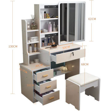 Hot Sale Nordic Style Modern Family Bedroom Furniture Drawer Wooden Makeup Dresser with Mirror