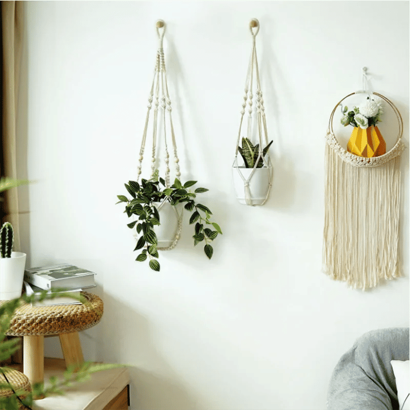 Description Picture 6 of itemPotted Plant Hanger Basket Flower Pot Balcony Handmade Lace Knotting Hanging Rope Ornament Bohemian Style Home Garden Decoration
