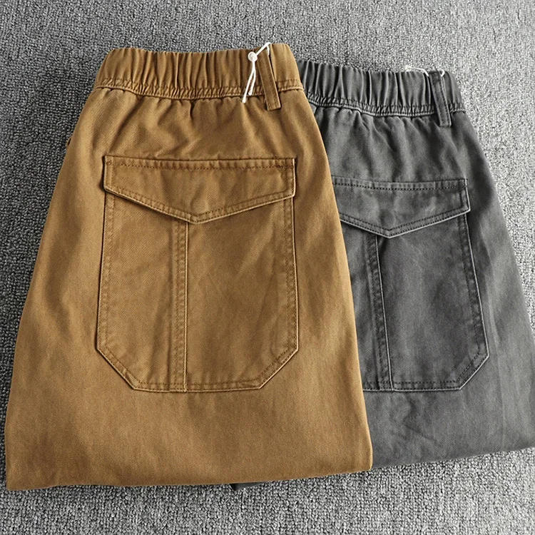 Description Picture 4 of itemWoven twill wash to do old cargo casual pants men's loose straight leg micro wide retro trend long pants