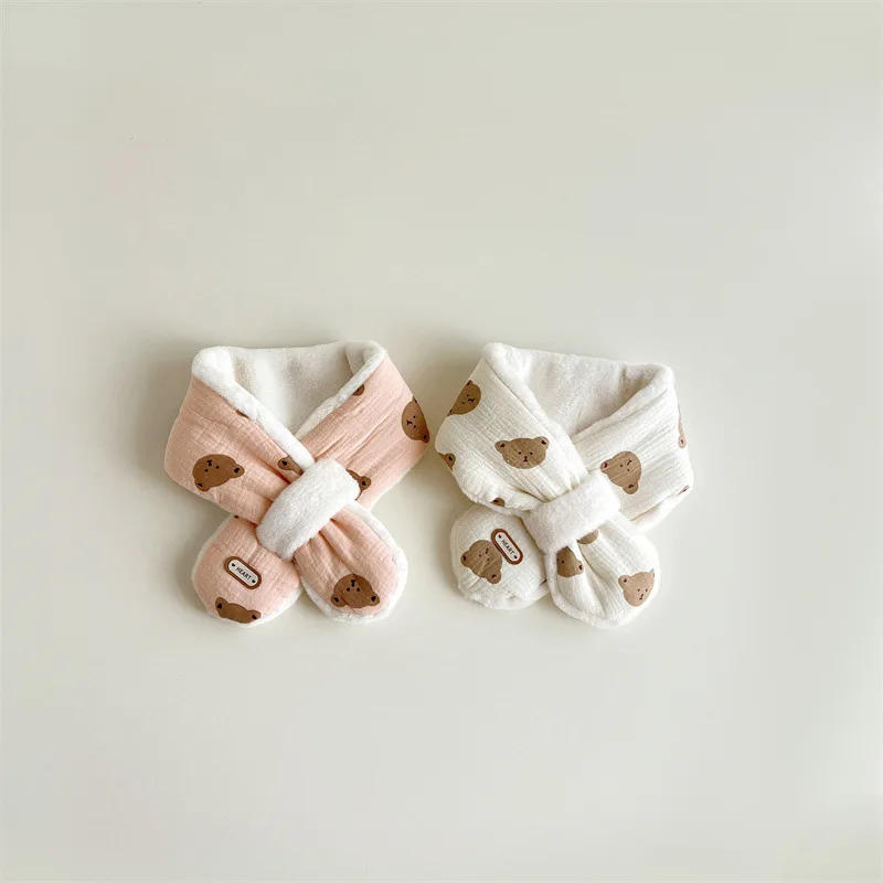 Description Picture 6 of itemBear Winter Baby Scarfs Warm Bear Fleece Kids Neck Warmer Cross Children Scarves for Girls Boys Baby Accessories 1-6Y