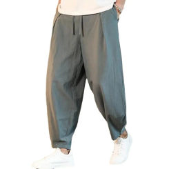 Summer New Style Cotton and Linen Loose Men's Pants Breathable Solid Color All-match Casual Trousers