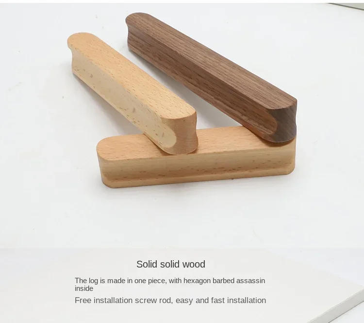 Description Picture 6 of itemCabinet Door Wooden Handle Cupboard Door Handle Beech Black Walnut Drawer Log Solid Wood Small Handle Dresser Kitchen Handles