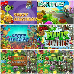 Plant And ZombieS Game Theme Birthday Backdrop Kids Children's Birthday Party Decoration for Photography Banners Poster Boy Gift