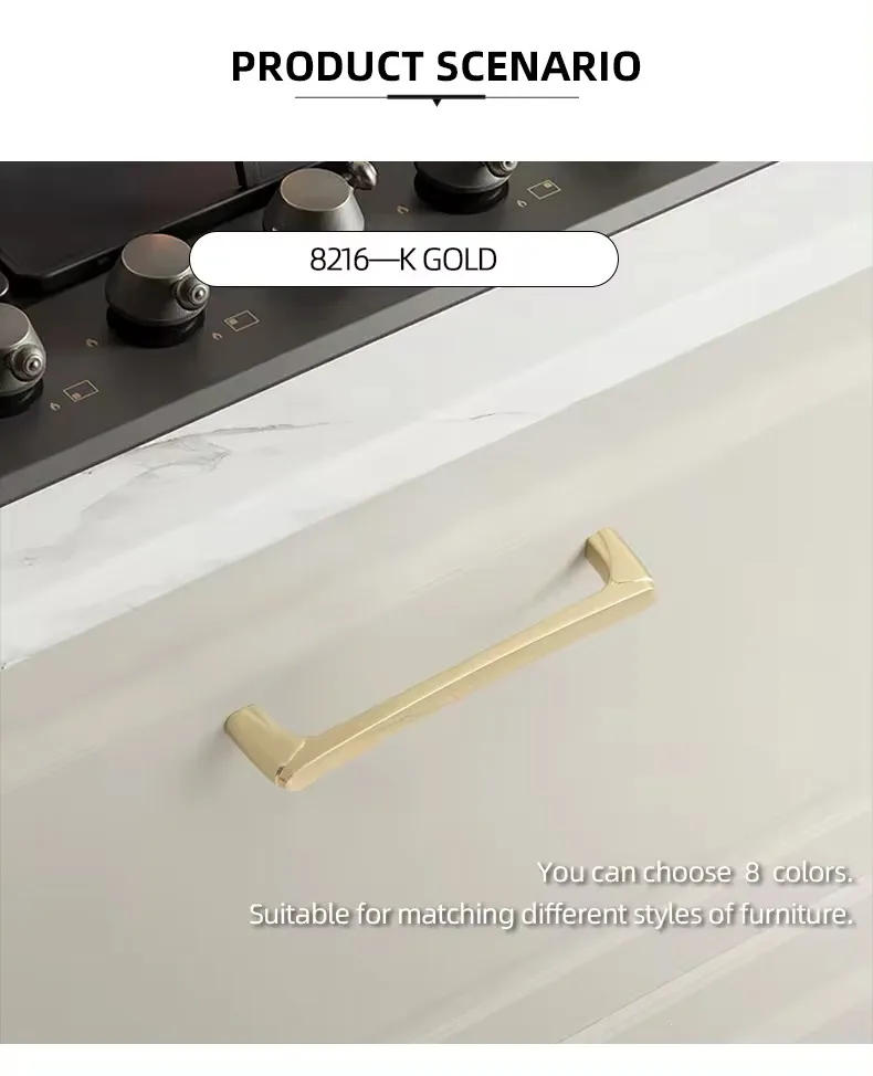Description Picture 5 of itemModern Minimalist Zinc Alloy Kitchen Cabinet Handles Wardrobe Door Pulls Black Drawer Knob Golden Handles for Furniture Hardware