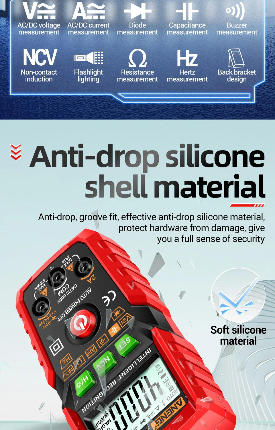 Description Picture 3 of itemANENG M108 MIni Digital Multimeter 4000 count  AC/DC Electrical Instruments Tester Auto Multimetro digital profesional meter