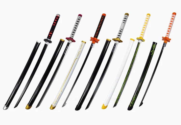 Description Picture 3 of item80cm Demon Slayer Japanese Katana Kimetsu No Yaiba Kyoujurou Cosplay Prop Large Katana Wooden Ninja Anime Samurai Sword Kid Toys