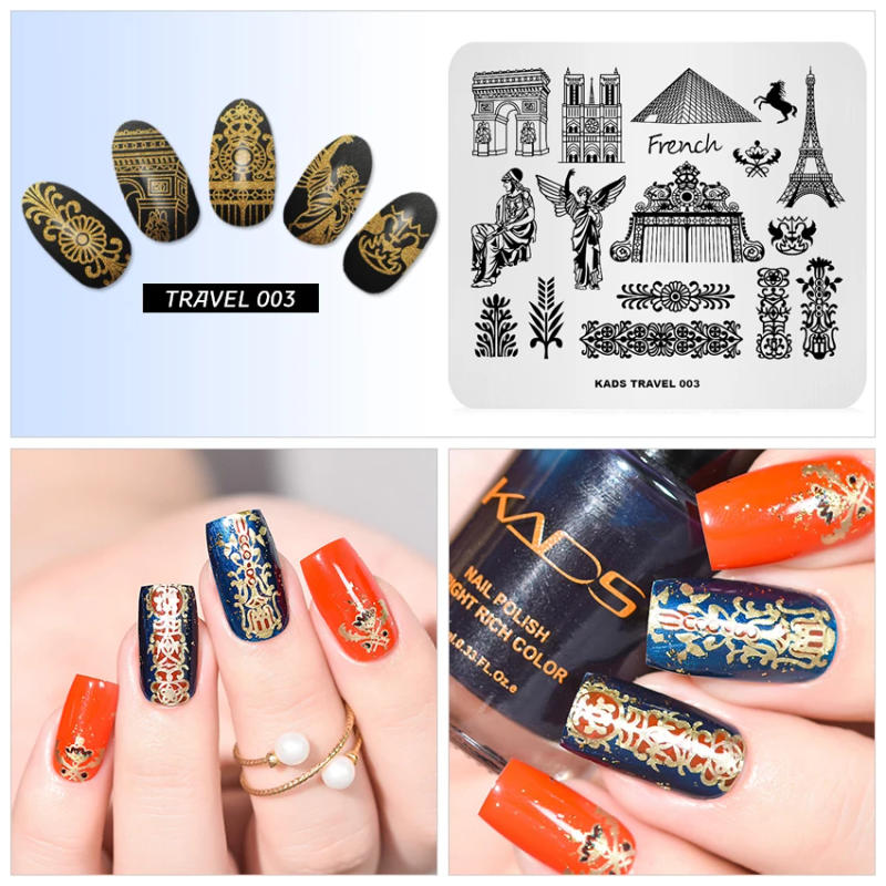 Description Picture 6 of itemKADS Nail Stamping Plates Travel DIY Image Stencil For Nails Polish Printing Templates Nail Art Plate Stainless Steel Tools