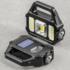 6 Gears Rechargeable Flashlight Waterproof Torch Light Portable Powerful Lantern Solar USB Charging for Outdoor Accessories